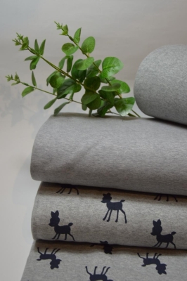 French Terry | Rehkitz schwarz | grau meliert